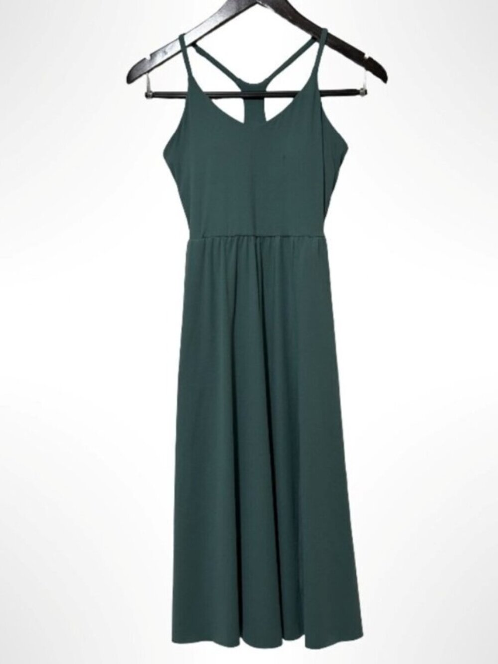 Athleisure Y-Back Casual Midi Slip Dress with Side Slit & Pockets Size XS NWOT